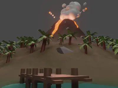 Volcanic Island Free low-poly 3D model