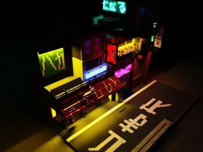 night tokyo Free low-poly 3D model