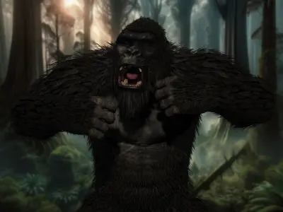 Jungle Sovereign Realistic Gorilla King Kong Low-poly 3D model