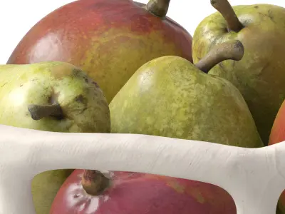 Nested bowl with mango and pears 3D model