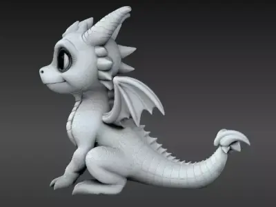 Cute Baby Dragon Fantasy Creature 3D Print Ready 3D model