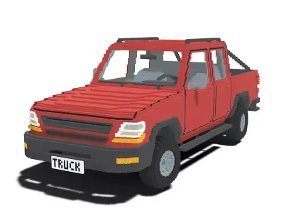 Voxel Pickup Double Cab Low-poly 3D model