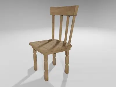 Classic Wooden Chair - Cadeira de Madeira Low-poly 3D model