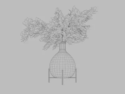 Reed in vase low-poly AR VR model Low-poly 3D model