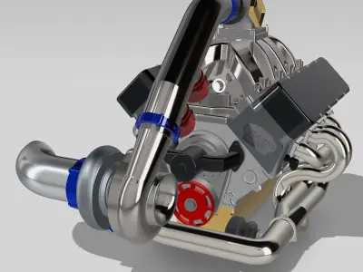 SBC Single Turbo Higgins Race Motor Small Block Chev 3D print model