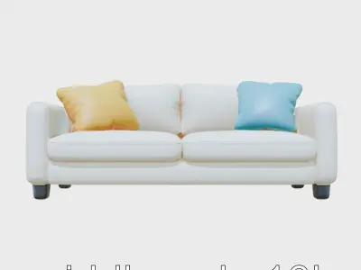 Cozy Reading Sofa with Colorful Cushions 3D Model Low-poly 3D model