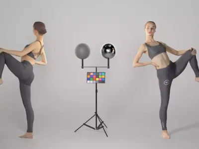 Female sport practising gymnastics 135 Low-poly 3D model