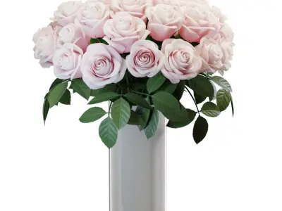 Flower Set 09 - Light Pink Roses Bouquet 3D model