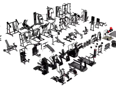 Ultimate 3D Gym Equipment Mega Pack Low-poly 3D model