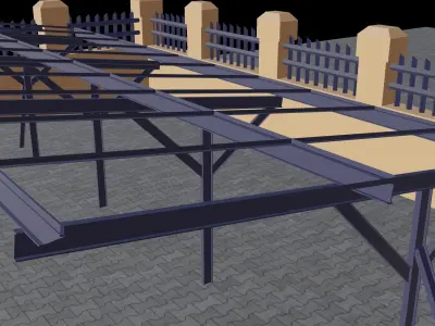 Car Parking Shade Home 3 Cars Low-poly 3D model