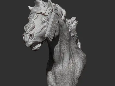 Traditional Horse Head Sculpture BUST STL OBJ FBX ZPR  3D model