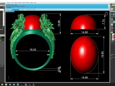 Luxury Dragon Head Ruby Signet Ring 3334 3D print model