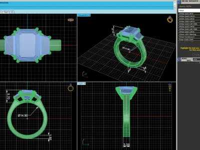 Three Emerald Wedding Ring V4 3D print model