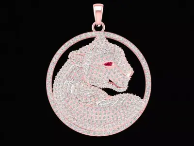 Luxury Pave Horse Round Pendant for Jewelry 771 3D print model