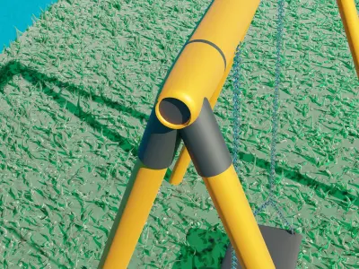 Swing set in grass 3D model