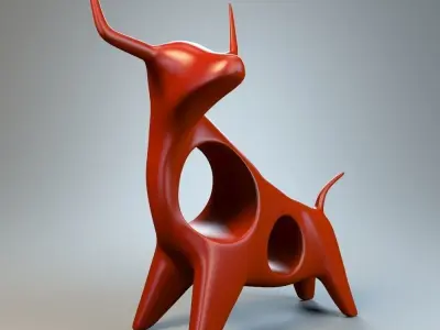 Angry bull figurine 3D model