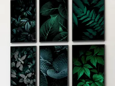 JUNIQE Dark leaves poster 3D model