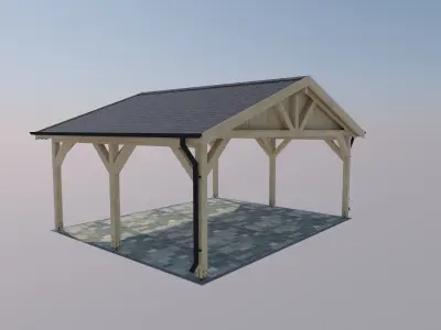 wooden carport 3D model