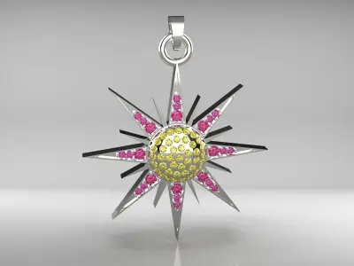 Luxury Pendant with Green tsavorite and Yellow Sapphire  3D print model