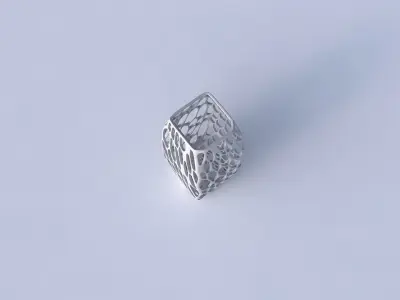 Vase rectangle with twisted organic lattice 3D print model