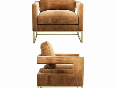 Avery Cognac Velvet Chair 3D model