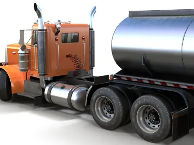 Peterbilt 359 fuel trailer Low-poly 3D model