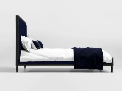 Luxury Velvet Upholstered Bed 3D model