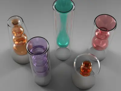 Yves Coloured Glass Vase Set 3D model