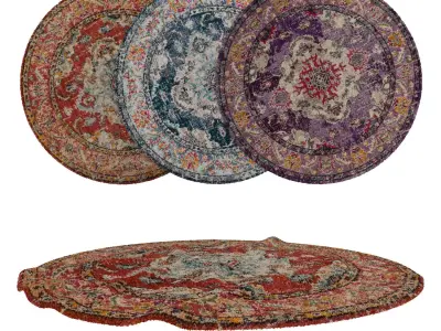 Round Rug Set 209 3D model