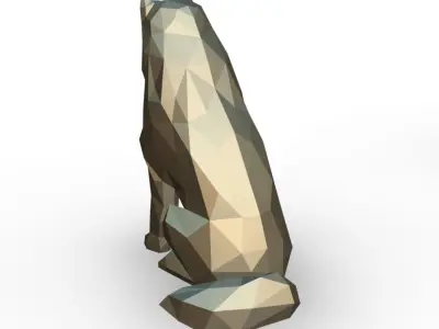 Samoyed low poly polygonal wolf 3D print model