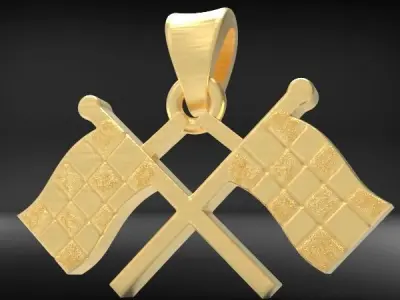 Racing Flags Charm Pendant Necklace  Jewelry  3D print model