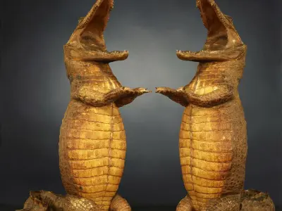 9 Animals Collection crocodile sculpture Low-poly 3D model