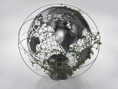 Ivy-Covered Earth Globe 3D Model Low-poly 3D model