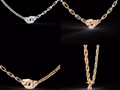 Luxury Diamond Chain Clasp Necklace CAD Design 3DM STL 3D print model