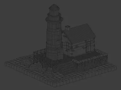 Lighthouse Voxel Low-poly 3D model