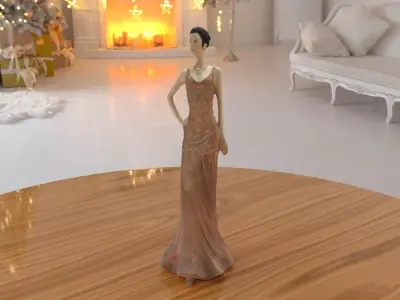 Girl Dress Statue low-poly PBR Ornament figurine VR-AR Low-poly 3D model