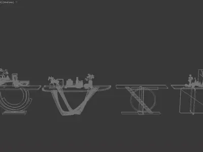 Modern Console Tables with Sculptural Metallic Bases 3D model