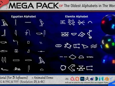 440 Alpha Symbols from The Oldest Alphabets in the World - Vol 1 Texture