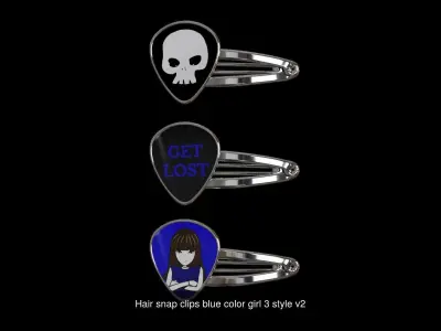 Hair snap clips girl 9 style  3D Model Collection