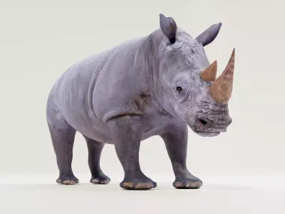 White rhino Low-poly 3D model