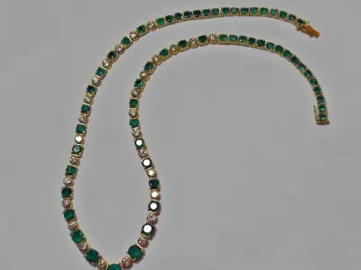 Luxury Green Diamond Necklace Emerald 3D print model