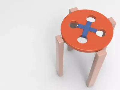 Hutton Stool Low-poly 3D model