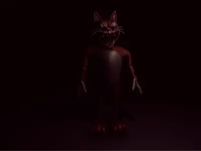 Creepy Mascot Horror Toy - Plush Scary Cat Monster Low-poly 3D model