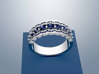 Classic Multi Stone Diamond Ring 3D print model
