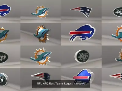 NFL AFC East Teams Logos 3D Model Pack