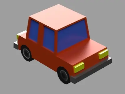 Cartoon Low Poly Car for mobile games Low-poly 3D model