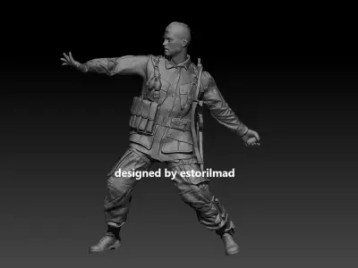 WW2 AMERICAN PARATROOPER SOLDIER PATHFINDER D-DAY v1 3D print model