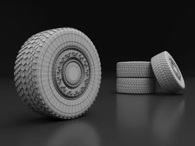 Truck Wheel 3D Model - Rusty and Dirty 3D model