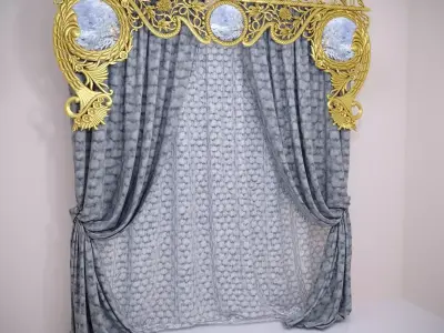 Wooden CNC Crown curtain 3D model
