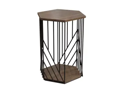 Hex Oak Effect Side Table Low-poly 3D model